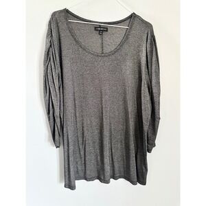 Lane Bryant Tunic Top Ruched Sleeve metallic Plus‎ Size Top Gray 18/20